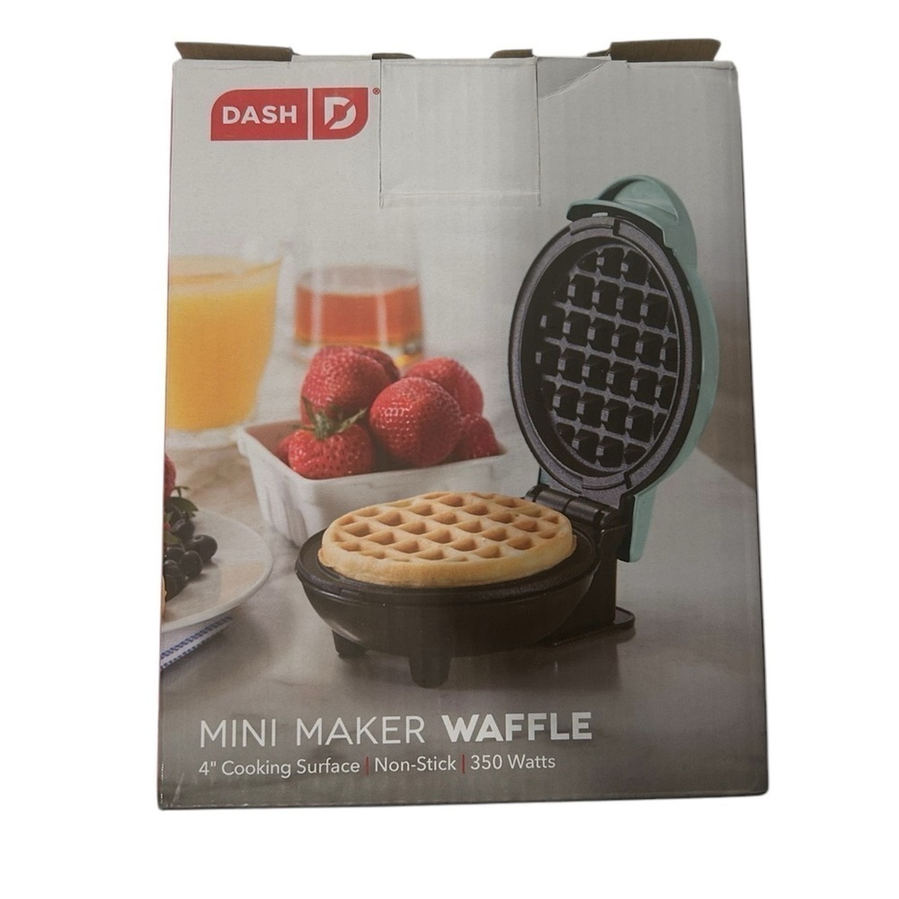 Dash Mini Maker: Aqua Mini Waffle Maker Machine - Pre-owned In Box - Picture 6 of 16